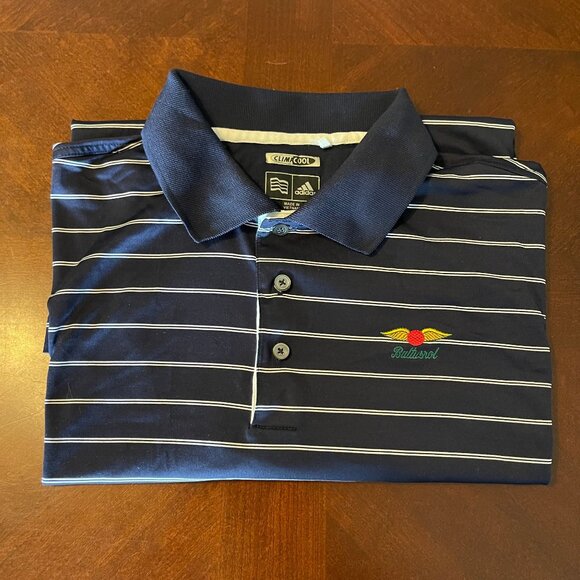 Adidas ClimaCool Baltusrol Golf Polo Shirt Navy & White Stripes L - Picture 12 of 12
